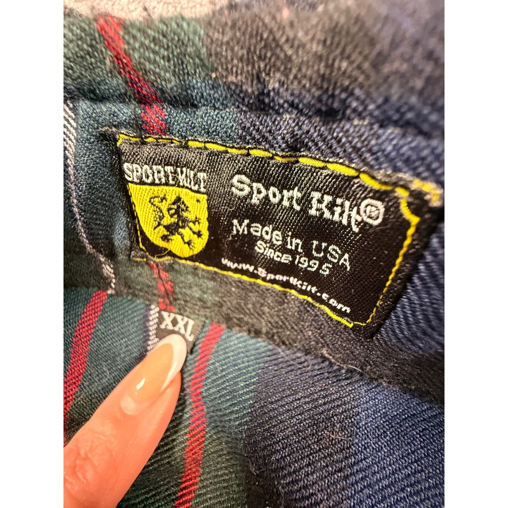 Sport Kilt Mens XXL Green Plaid Highland Games Kilt with Leather Buckles - Picture 4 of 8